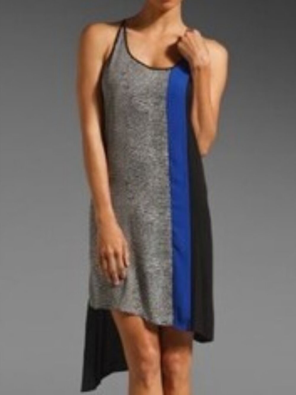 BCBGMaxAzria Cici asymmetrical colorblock dress black white blue women's size S